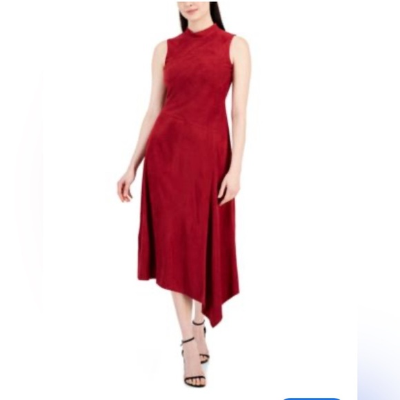 Taylor Dresses & Skirts - Taylor Women's Faux-Suede Asymmetrical-Hem Sleeveless Midi Dress Size 2 NWT